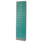 Minilocker met 30 deuren, 180 x 46 x 20 cm, grijs/groen